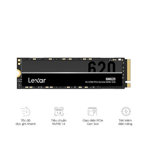 Ổ cứng SSD LEXAR NM620 512GB - LNM620X512G-RNNNG (NVMe PCIe/ Gen3x4 M2.2280/ 3300MB/s/ 2400MB/s)
