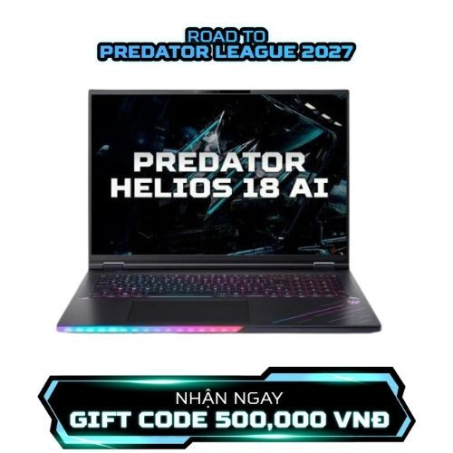 Laptop Acer Predator Helios 18 AI PH18-I71-91UX NH.U3HSV.001 (Ultra 9 290HX Plus | 64GB | 3TB | RTX 5080 | 18 inch 2K MiniLED 250Hz | Win 11 | Đen)