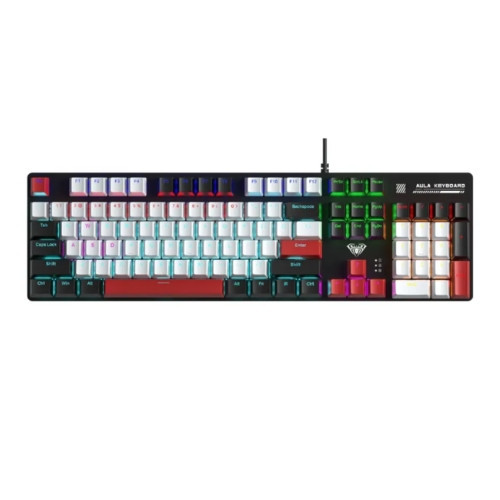 Bàn phím cơ có dây Aula S500 Đen Trắng Đỏ Red switch