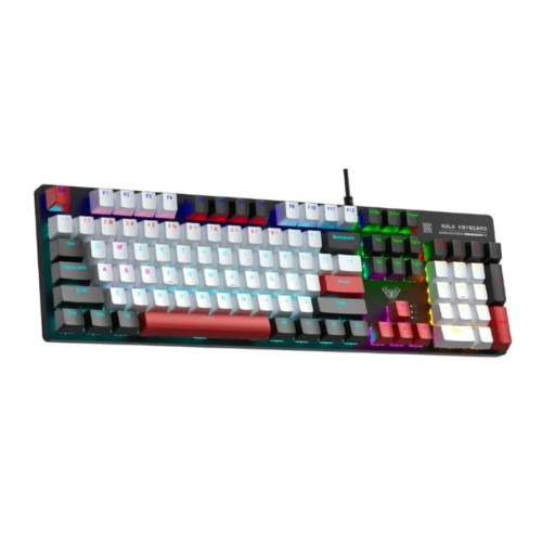 Bàn phím cơ có dây Aula S500 Đen Trắng Đỏ Red switch