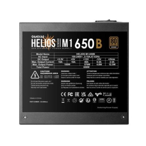 Nguồn Máy Tính Gamdias Helios M1-650B 80 Plus Bronze 650W