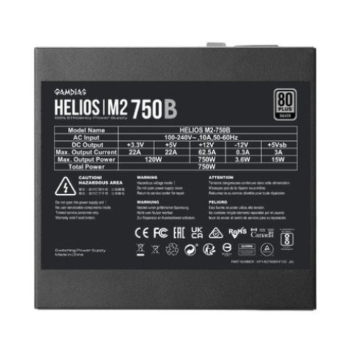 Nguồn Máy Tính Gamdias Helios M2-750B ATX 3.1 80 Plus Silver 750W