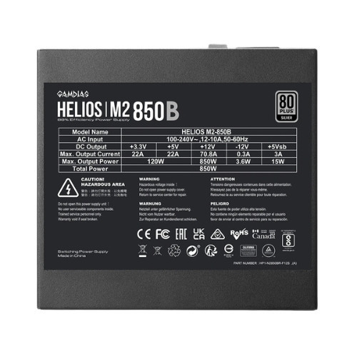 Nguồn Máy Tính Gamdias Helios M2-850B 80plus Silver 850W